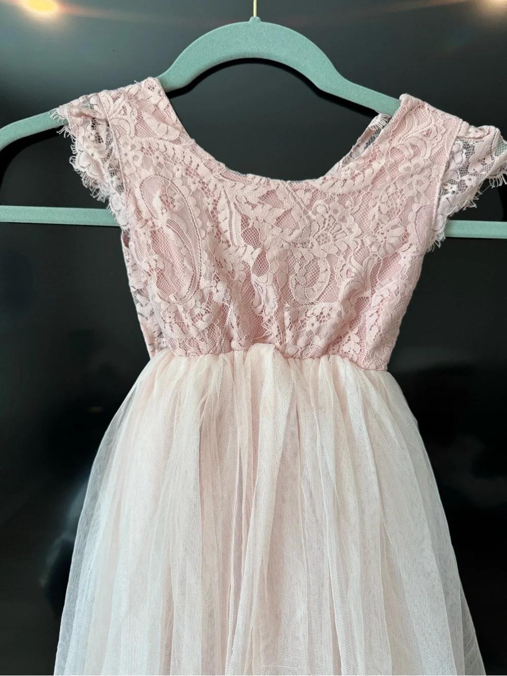 Girls' Lace & Tulle Party Dress - Blush Pink size 4T